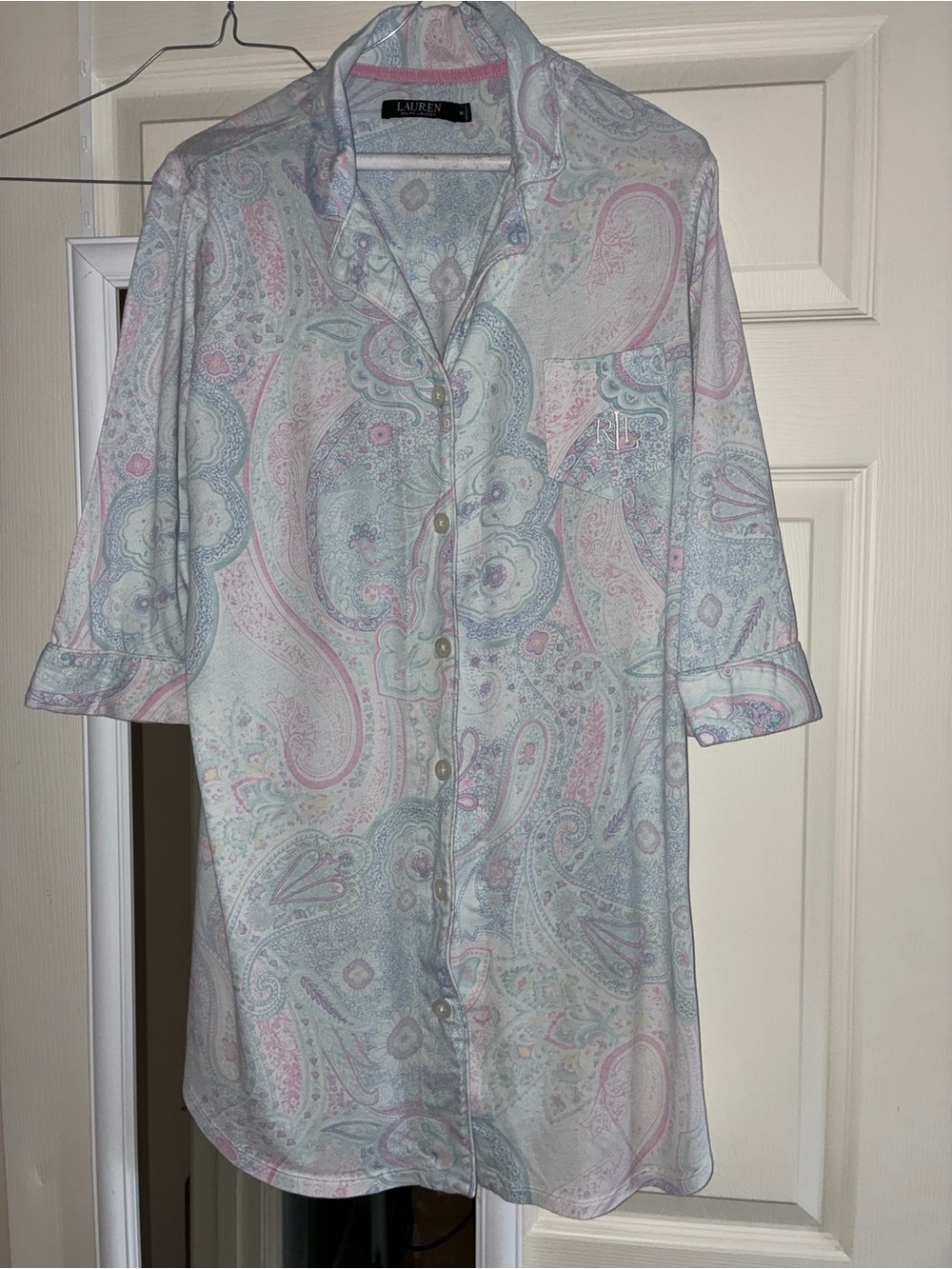 Lauren Ralph Lauren Pastel Paisley Button-Up Sleep Shirt
